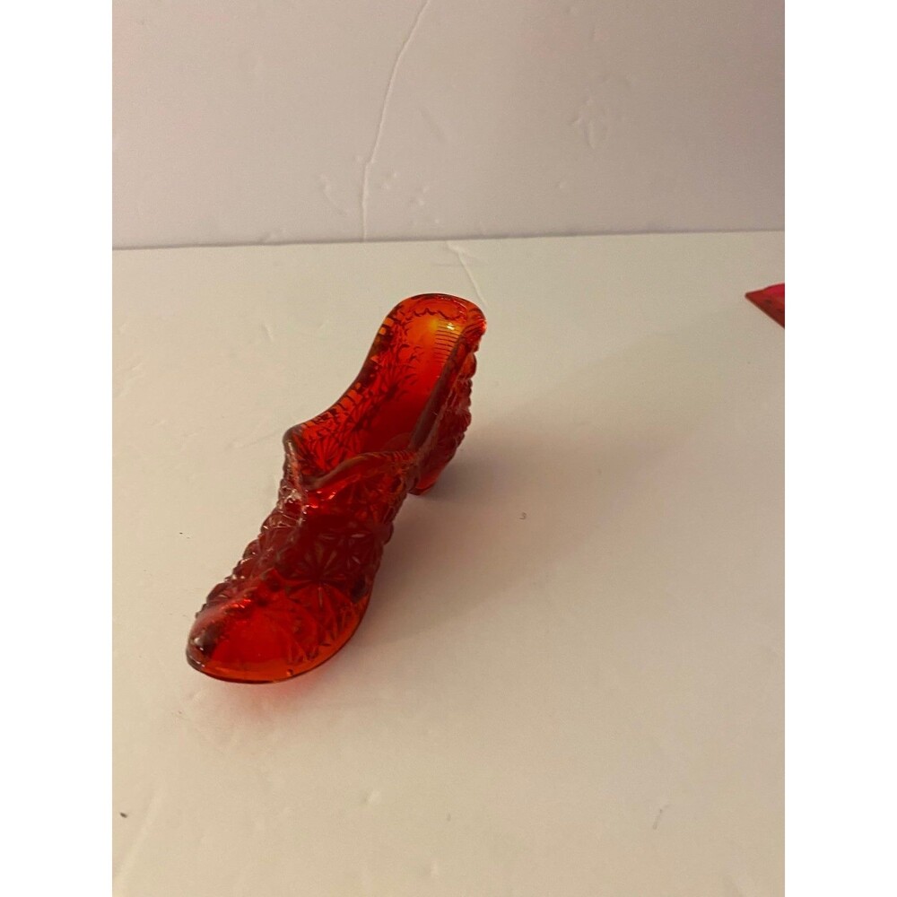 Vintage Red Art Glass Cinderella Style Shoe Slipper